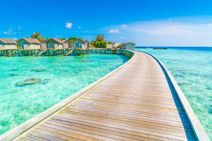Huts On Wooden Pier Photograph Home Decor Premium Quality Poster Print Choose Your Sizes