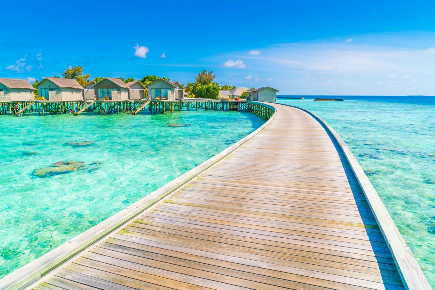 Huts On Wooden Pier Over Sea View Home Decor Premium Quality Poster Print Choose Your Sizes