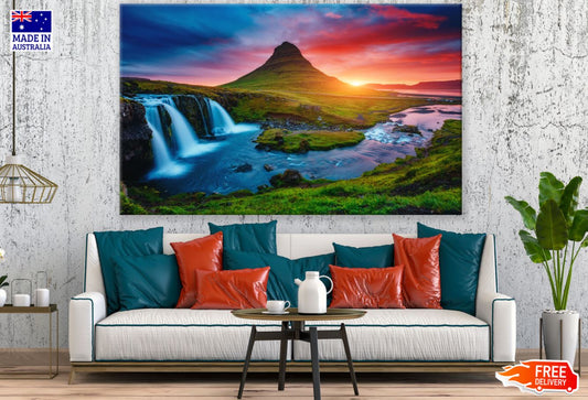 Waterfall Sunset Scenery View Print 100% Australian Made