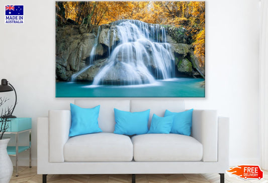 Stunning Waterfall in Autumn Forest Photograph Print 100% Australian Made