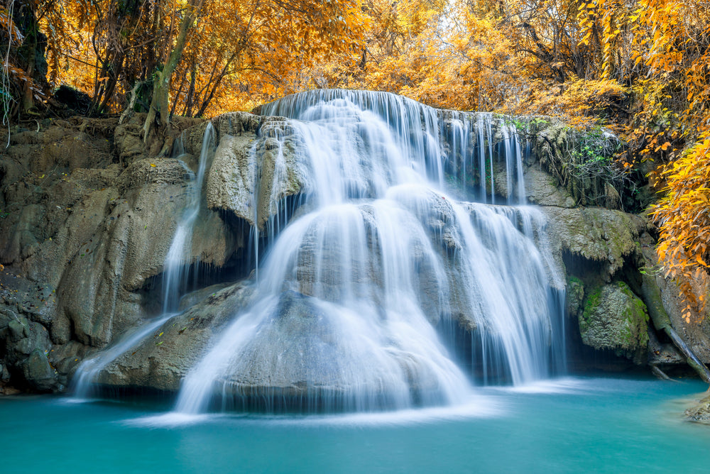 Stunning Waterfall in Autumn Forest Photograph Print 100% Australian Made