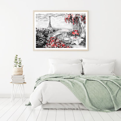 Eiffel Tower Balcony View Paint Home Decor Premium Quality Poster Print Choose Your Sizes