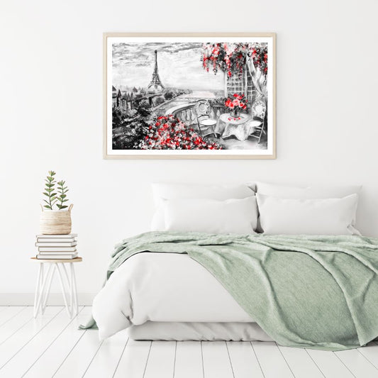 Eiffel Tower Balcony View Paint Home Decor Premium Quality Poster Print Choose Your Sizes