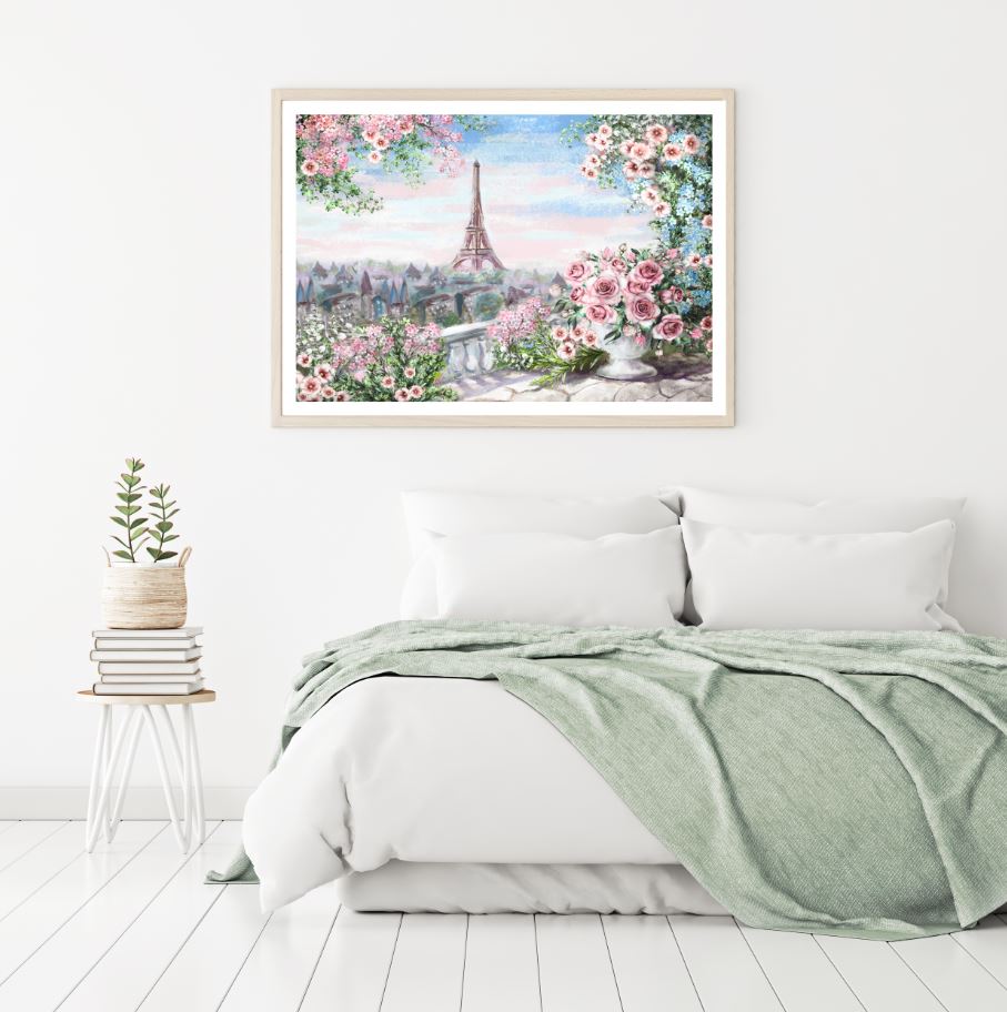 Eiffel Tower Balcony View Paint Home Decor Premium Quality Poster Print Choose Your Sizes