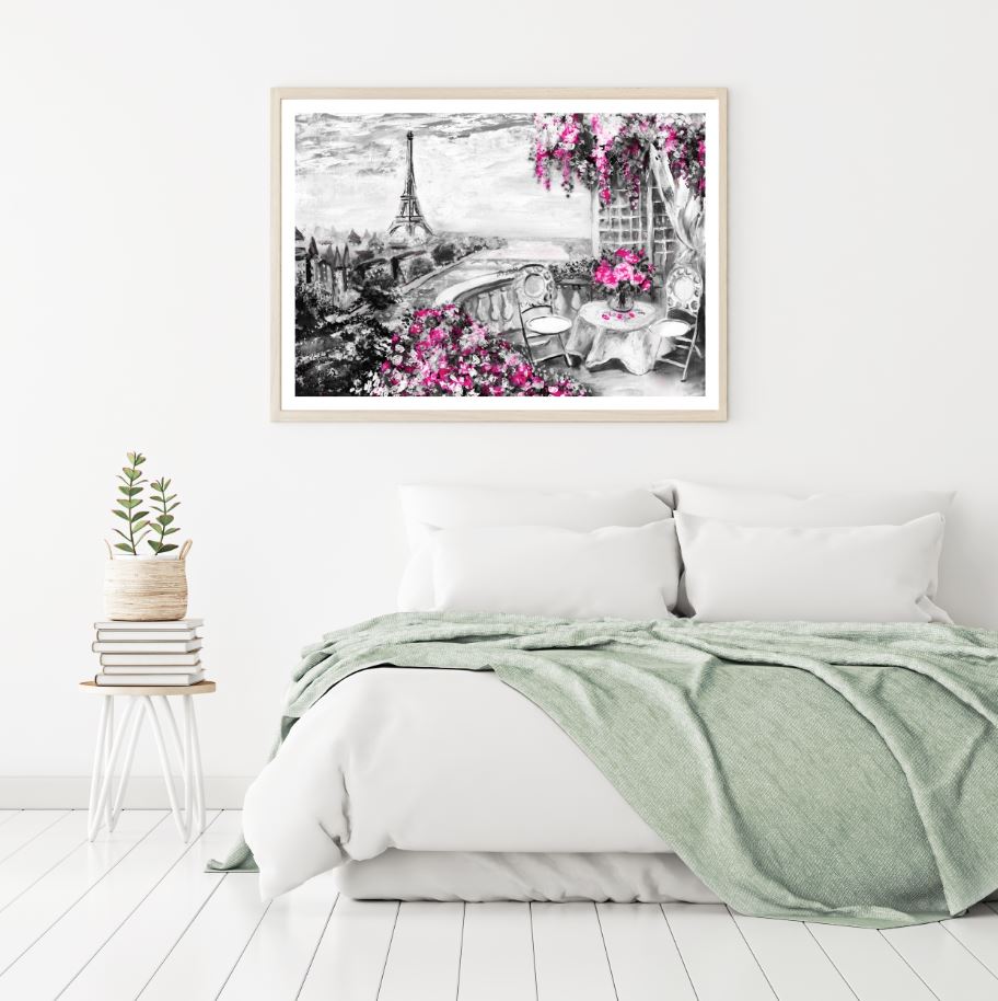 Eiffel Tower Balcony View Paint Home Decor Premium Quality Poster Print Choose Your Sizes