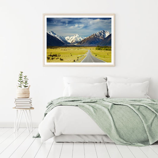 Road in Meadow Scenery Photograph Home Decor Premium Quality Poster Print Choose Your Sizes