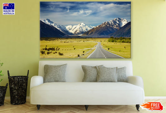 Road in Meadow Scenery Photograph Print 100% Australian Made