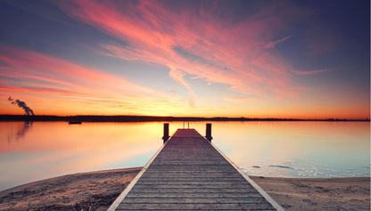 Wooden Pier on the Lake Sunset Photograph Print 100% Australian Made