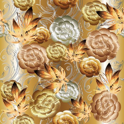 Square Canvas Golden Floral Abstract Design High Quality Print 100% Australian Made