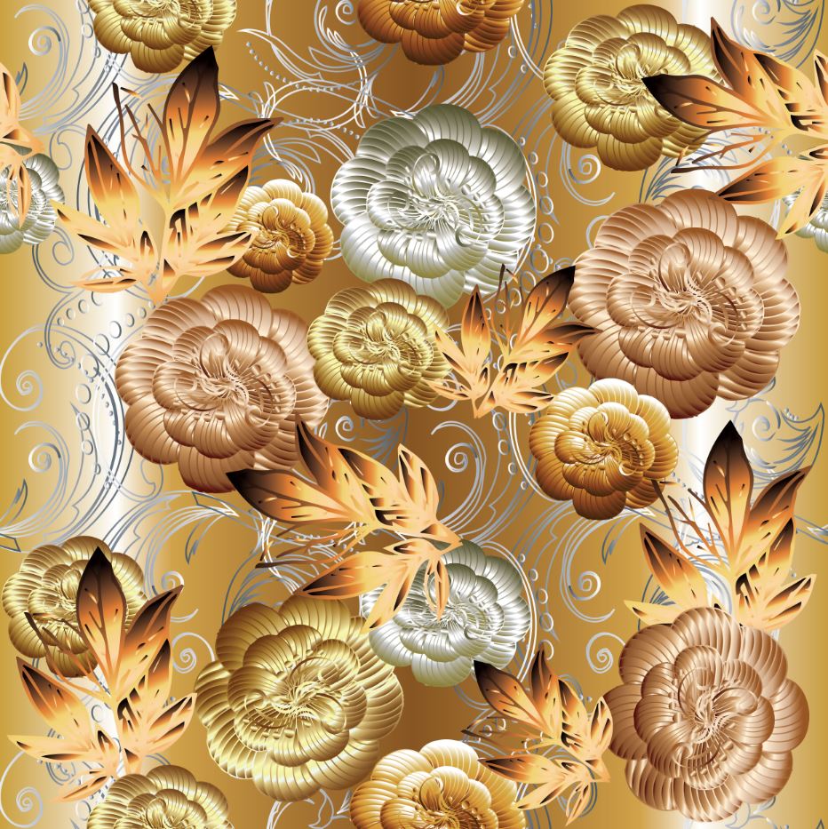Square Canvas Gold Flowers Abstract Design High Quality Print 100% Australian Made