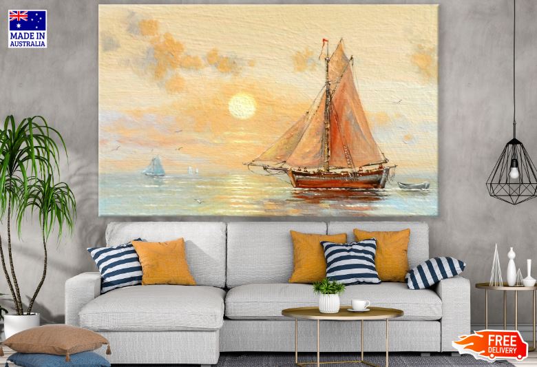 Boat Sailing on the Sea Watercolor Painting Print 100% Australian Made