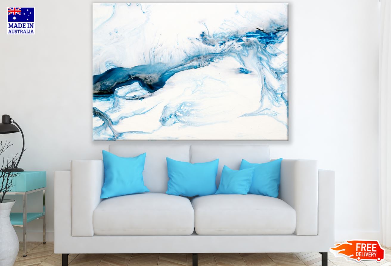 Blue & White Abstract Painting Print 100% Australian Made