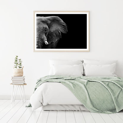 Elephant Portrait B&W Photograph Home Decor Premium Quality Poster Print Choose Your Sizes