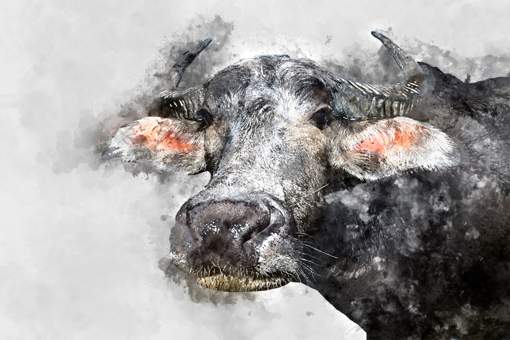 Black Buffalo Watercolor Painting Print 100% Australian Made