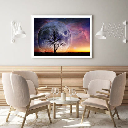 Moon & Trees at Sunset Scenery Home Decor Premium Quality Poster Print Choose Your Sizes