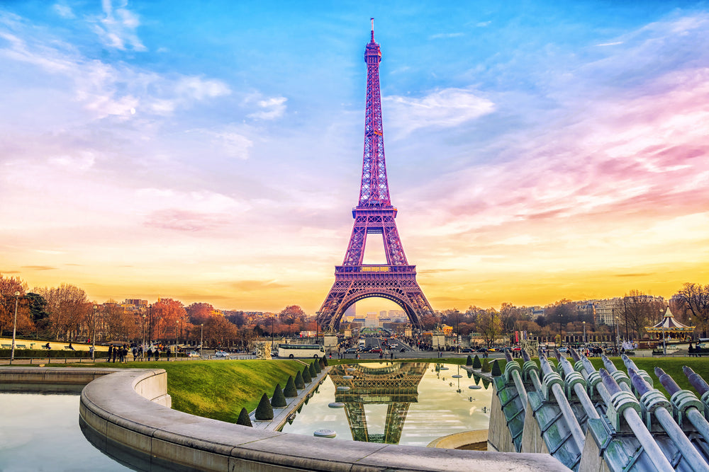 Eiffel Tower Sunset Scenery View Home Decor Premium Quality Poster Print Choose Your Sizes
