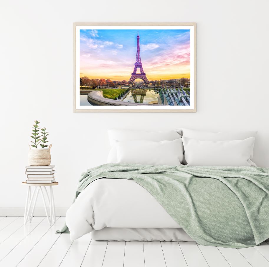 Eiffel Tower Sunset Scenery View Home Decor Premium Quality Poster Print Choose Your Sizes