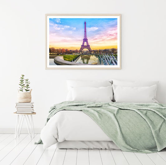 Eiffel Tower Sunset Scenery View Home Decor Premium Quality Poster Print Choose Your Sizes