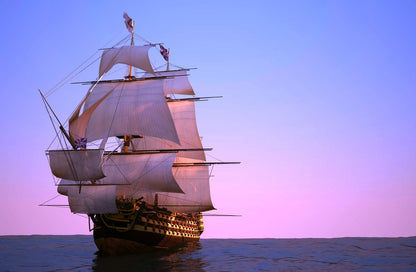 Ship on Sea Sunset Photograph Print 100% Australian Made