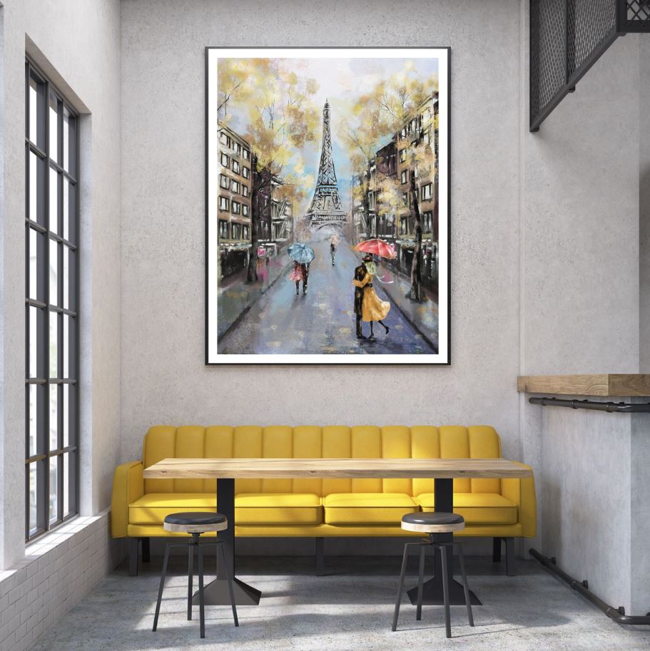 Eiffel Tower & Street Oil Paint Home Decor Premium Quality Poster Print Choose Your Sizes