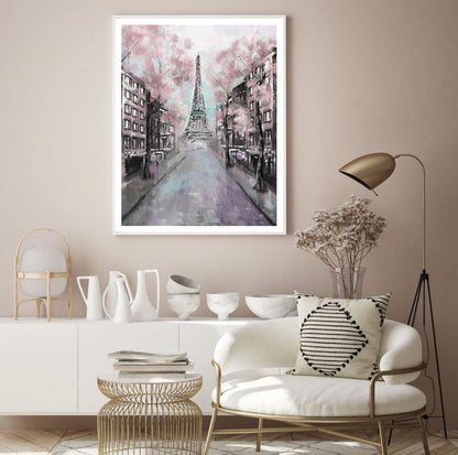 Eiffel Tower & Street Oil Paint Home Decor Premium Quality Poster Print Choose Your Sizes