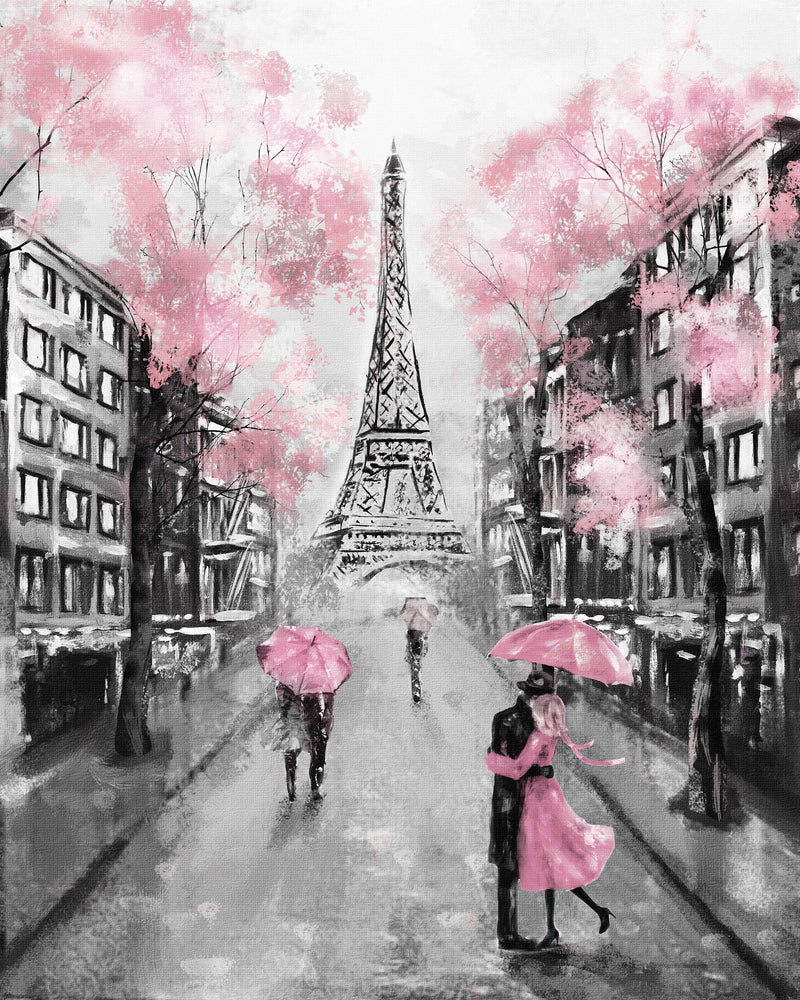 Eiffel Tower & Street Oil Paint Home Decor Premium Quality Poster Print Choose Your Sizes