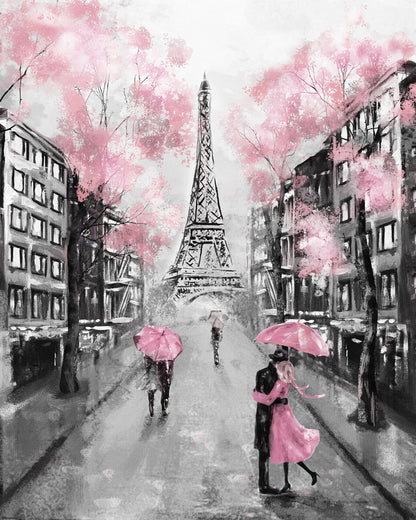 Eiffel Tower & Street Oil Paint Home Decor Premium Quality Poster Print Choose Your Sizes