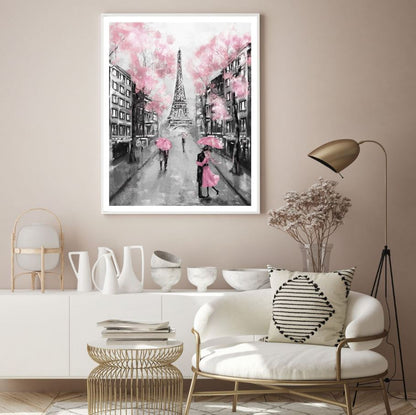 Eiffel Tower & Street Oil Paint Home Decor Premium Quality Poster Print Choose Your Sizes