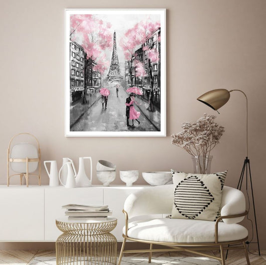 Eiffel Tower & Street Oil Paint Home Decor Premium Quality Poster Print Choose Your Sizes