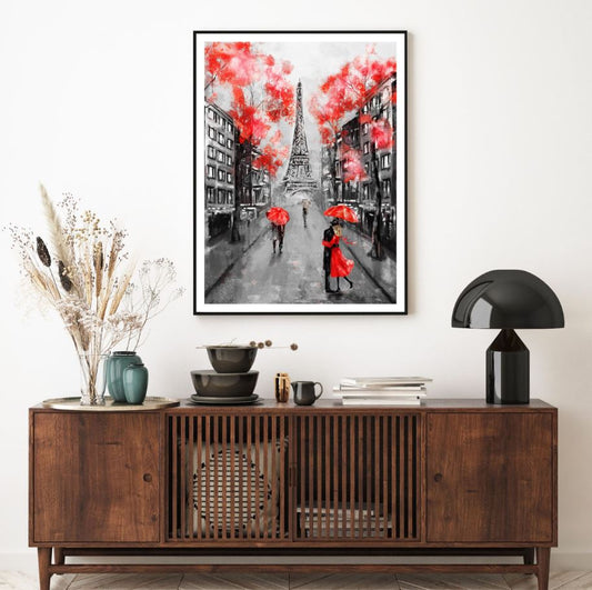 Eiffel Tower & Street Oil Paint Home Decor Premium Quality Poster Print Choose Your Sizes