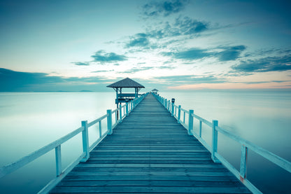 Hut on Wooden Pier Over a Lake Photograph Print 100% Australian Made