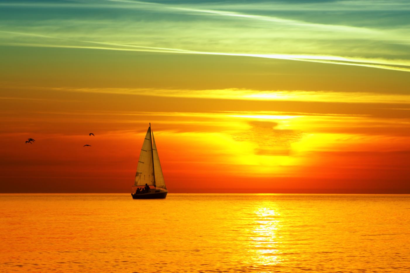 Boat on Sea Sunset Scenery View Home Decor Premium Quality Poster Print Choose Your Sizes