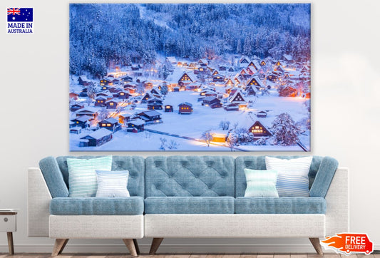 Houses near Snow Mountain Photograph Print 100% Australian Made