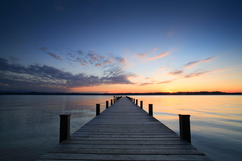 Beach Pier Sunset blue sky Print 100% Australian Made