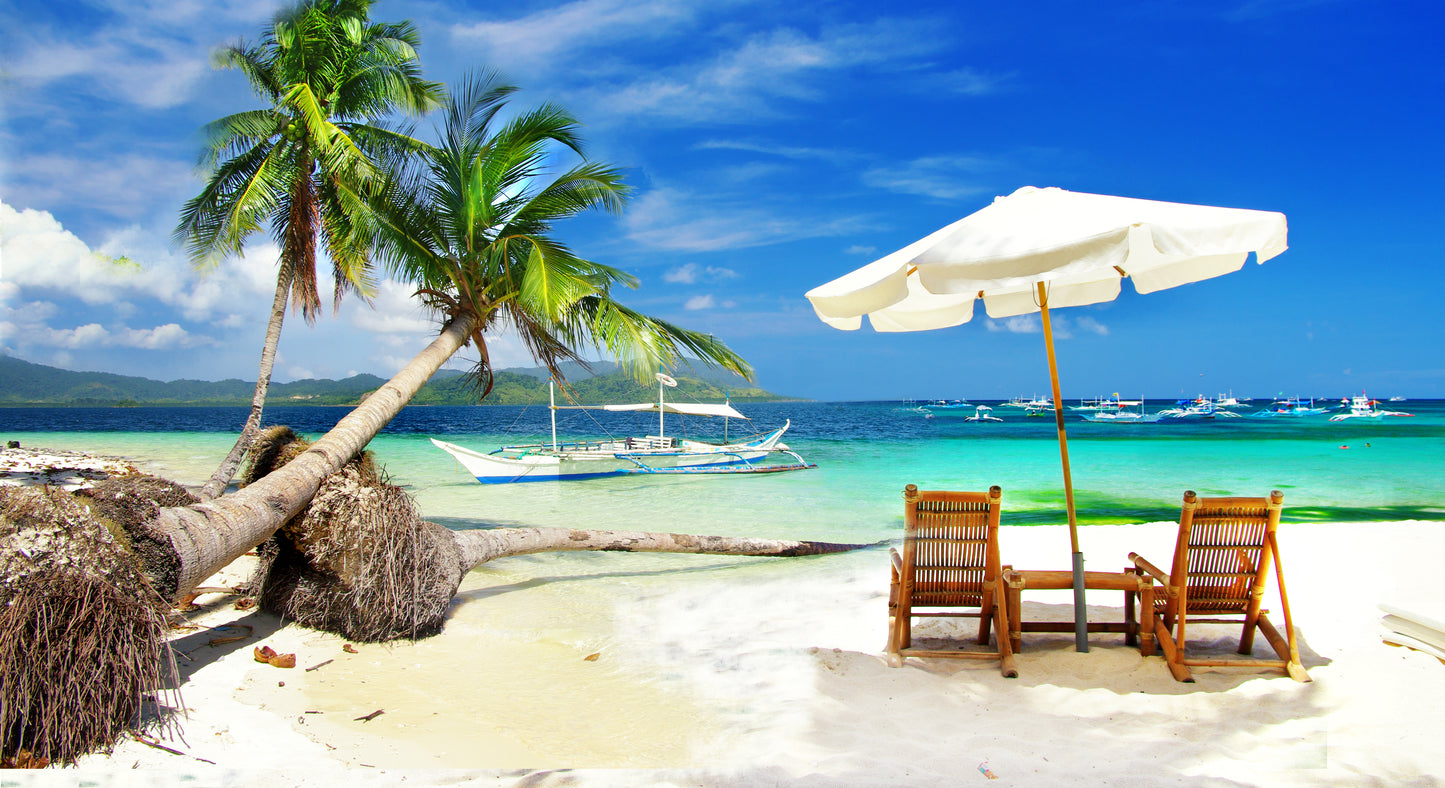 Huts on Beach Sea Scenery View Home Decor Premium Quality Poster Print Choose Your Sizes