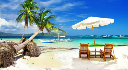 Huts on Beach Sea Scenery View Home Decor Premium Quality Poster Print Choose Your Sizes