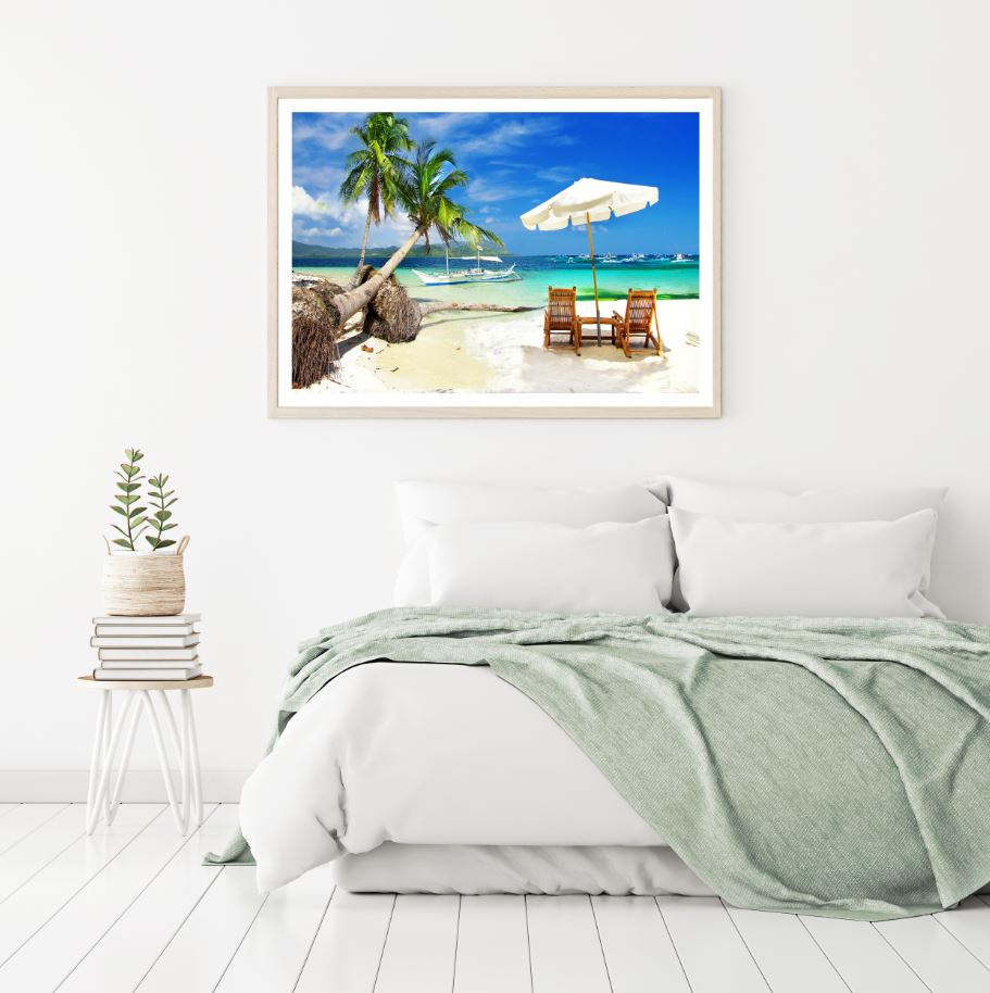 Huts on Beach Sea Scenery View Home Decor Premium Quality Poster Print Choose Your Sizes