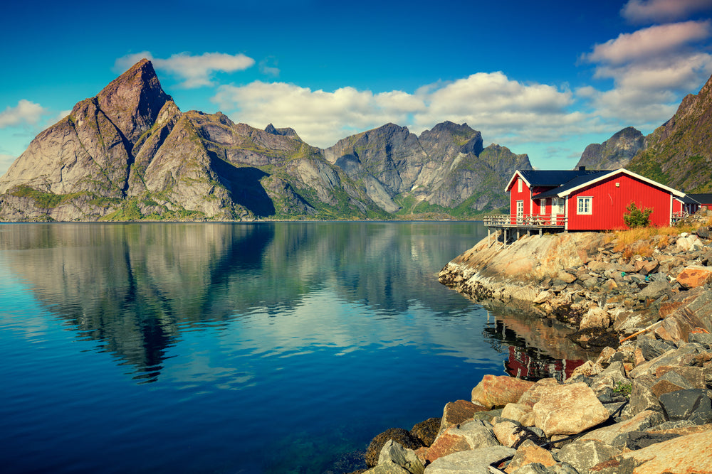 House Near Lake Scenery View Home Decor Premium Quality Poster Print Choose Your Sizes