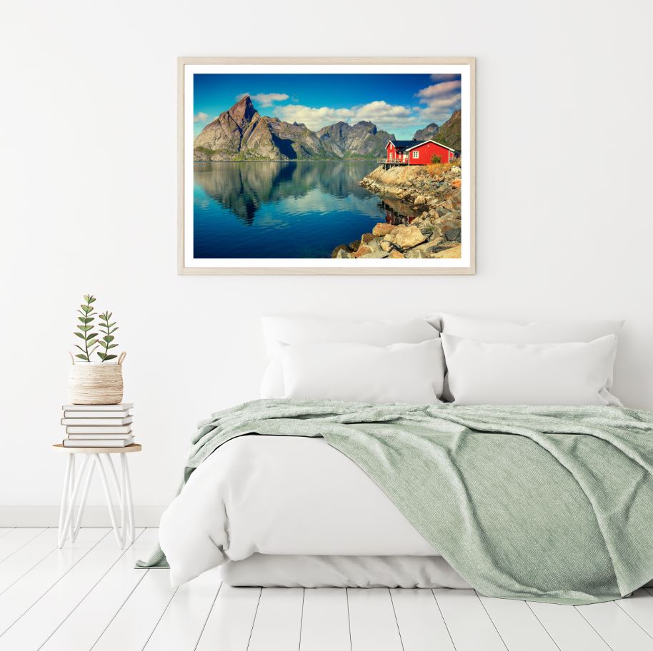 House Near Lake Scenery View Home Decor Premium Quality Poster Print Choose Your Sizes