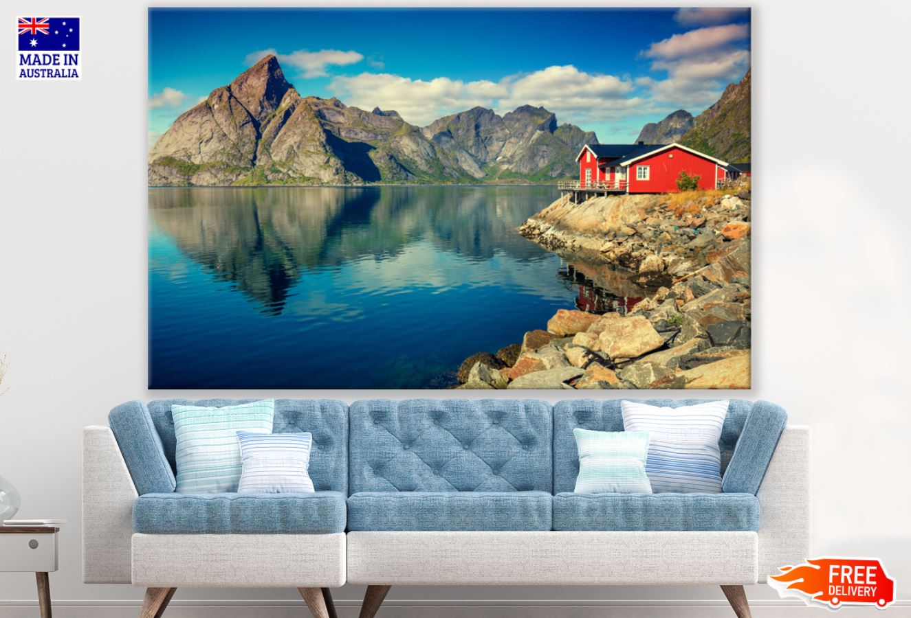 House Near Lake Scenery View Print 100% Australian Made