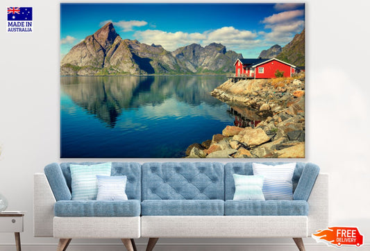 House Near Lake Scenery View Print 100% Australian Made