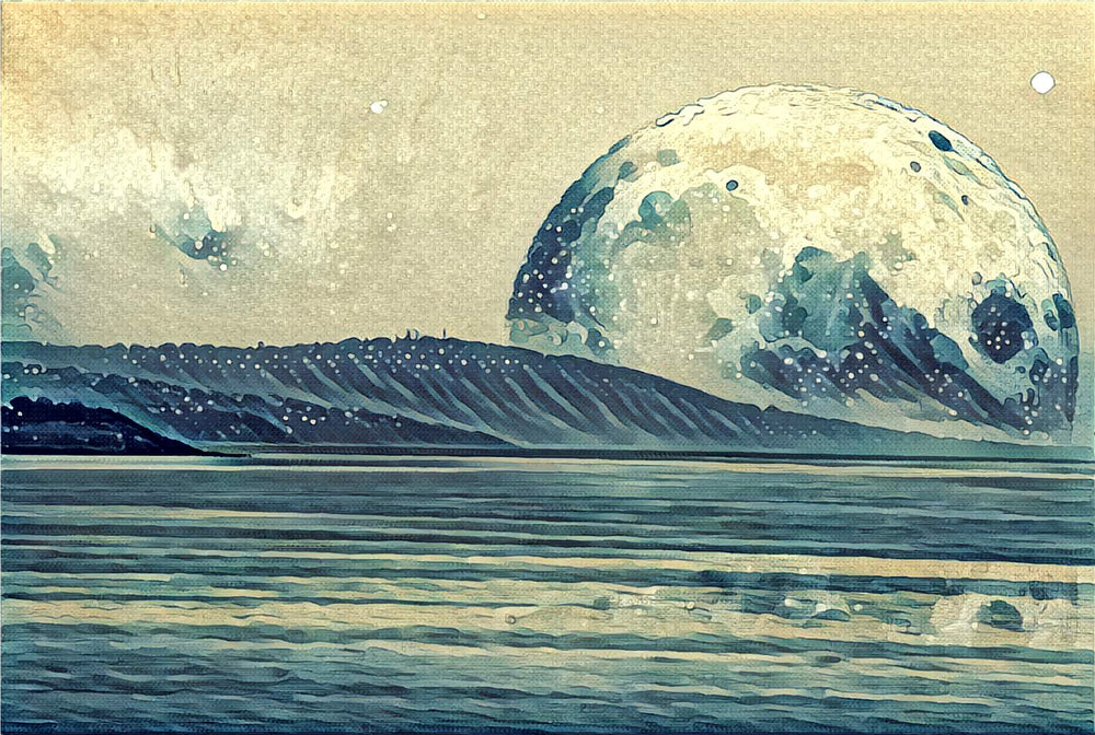 Sea & Moon DIgital Art Home Decor Premium Quality Poster Print Choose Your Sizes