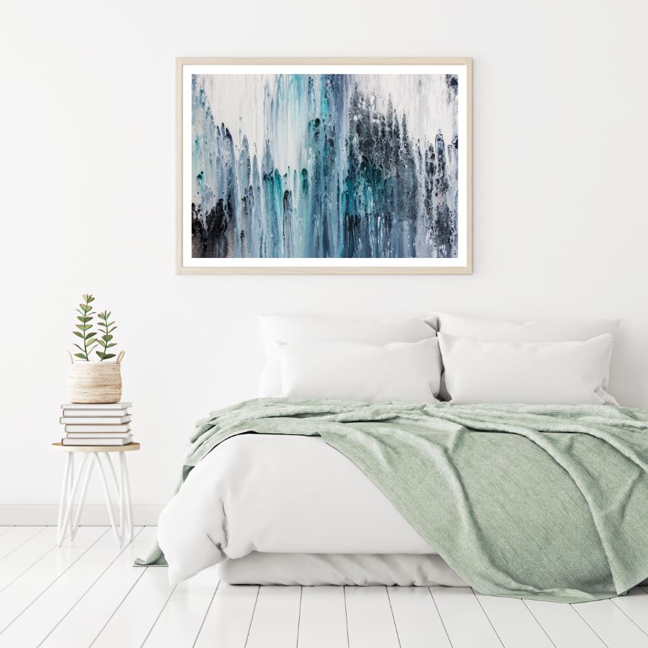 Blue White & Black Abstract Paint Home Decor Premium Quality Poster Print Choose Your Sizes
