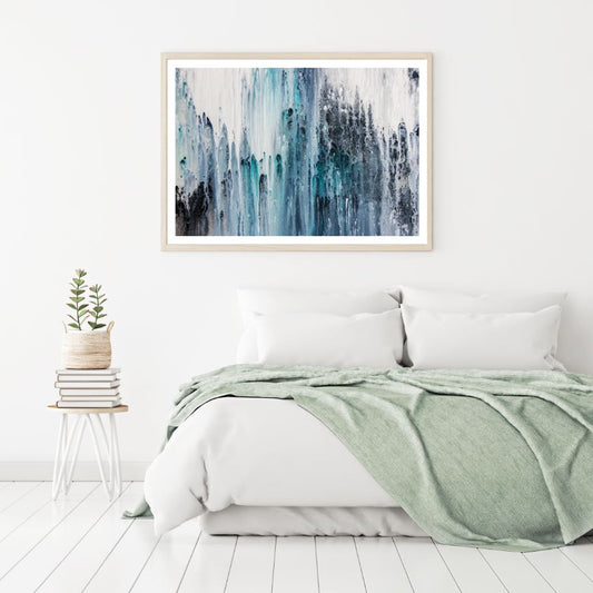Blue White & Black Abstract Paint Home Decor Premium Quality Poster Print Choose Your Sizes