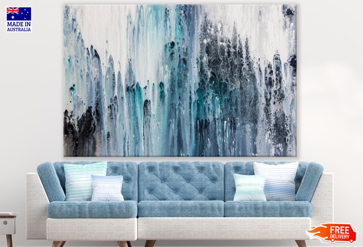Blue White & Black Abstract Paint Print 100% Australian Made