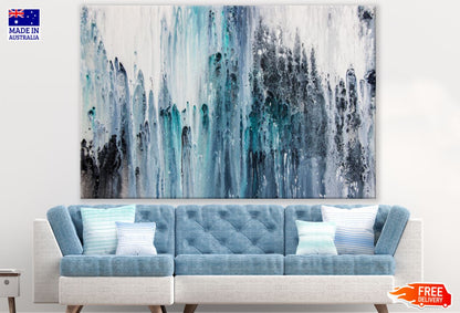 Blue White & Black Abstract Paint Print 100% Australian Made