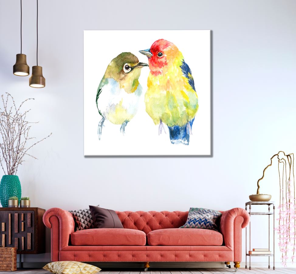 Square Canvas Birds Watercolor Painting High Quality Print 100% Australian Made