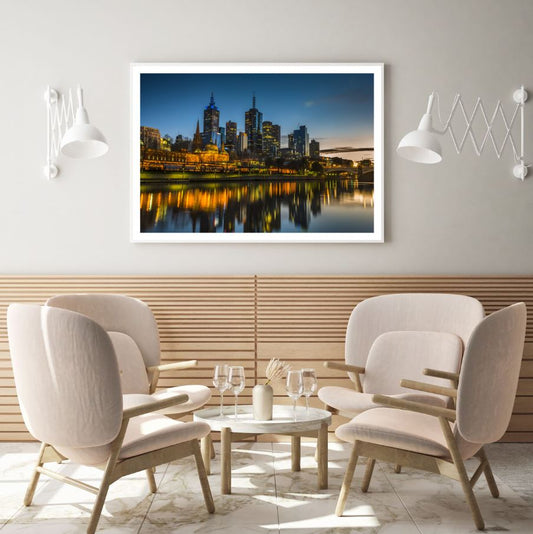 City Near Lake Scenery Photograph Home Decor Premium Quality Poster Print Choose Your Sizes