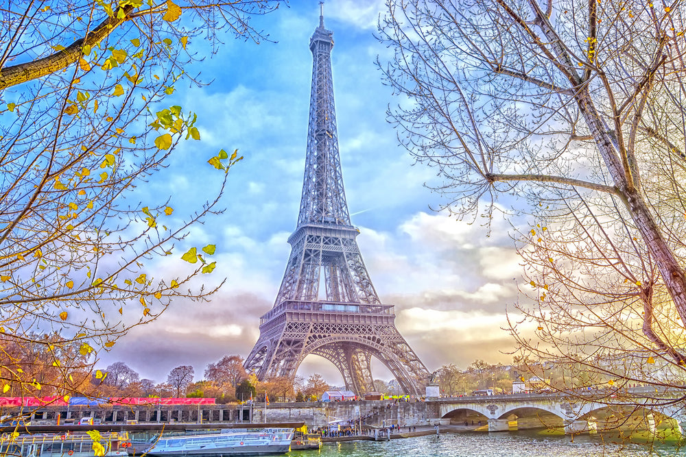 Eiffel Tower Sunset Photograph Home Decor Premium Quality Poster Print Choose Your Sizes