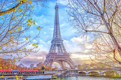Eiffel Tower Sunset Photograph Home Decor Premium Quality Poster Print Choose Your Sizes